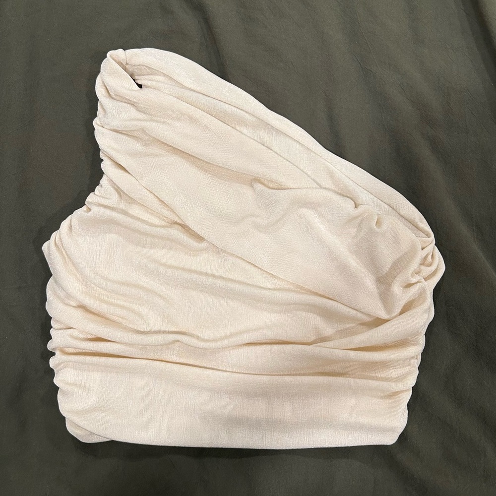 Cream One-Shoulder Top